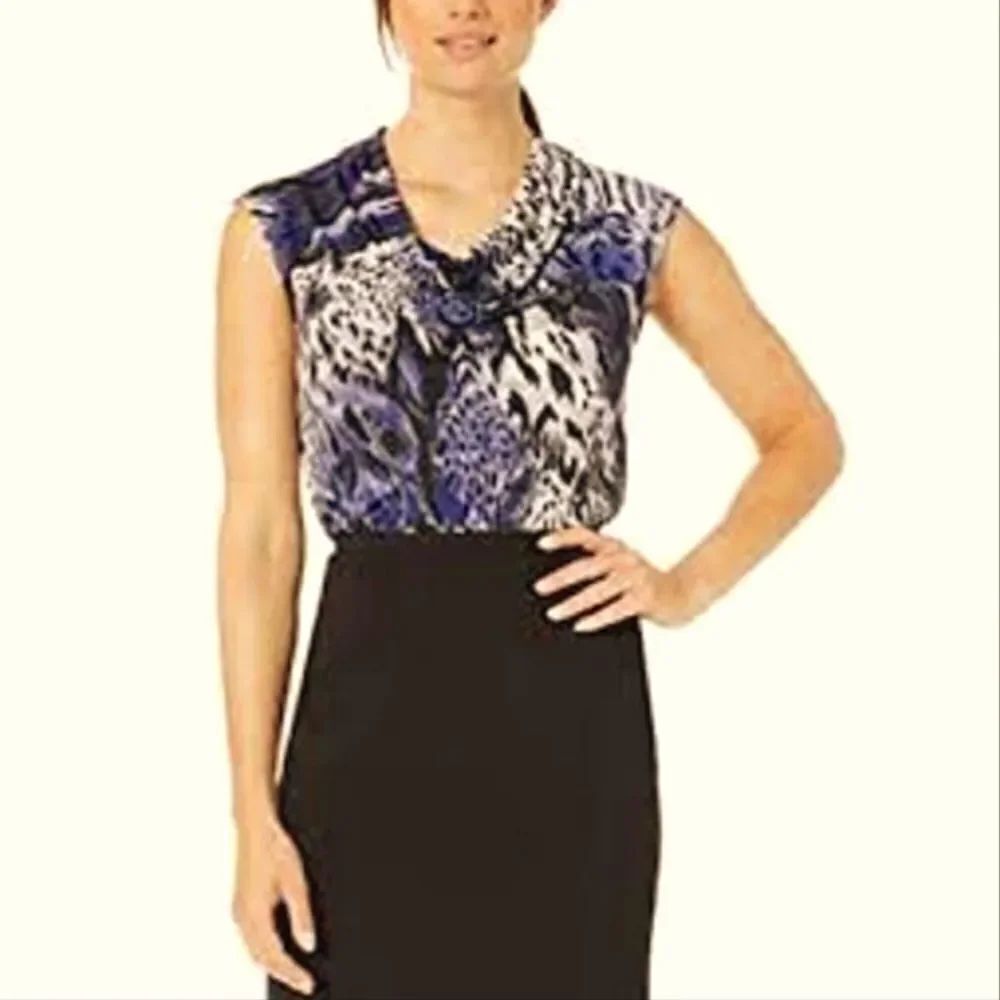 LONDON TIME TWO TONE MULTICOLOR SLEEVELESS ROUNDNECK LINE DRESS